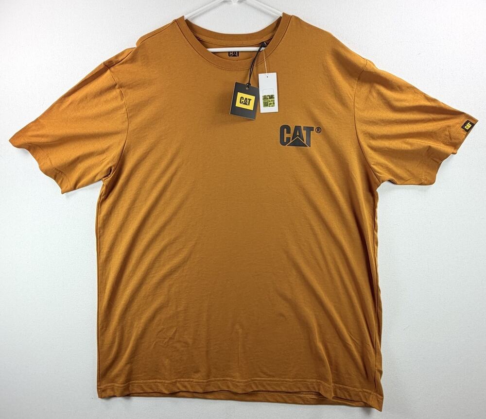 Caterpillar CAT Men’s Shirt Mustard Yellow Graphic Tee Size L Oversized Fit NWT